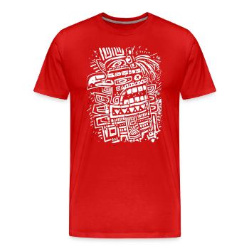 Aztec God Ancient Mythology Tezcatlipoca - Men's Premium Organic T-Shirt - red - Front - Damien (186cm)