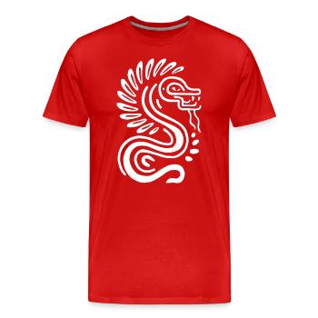 Aztec God Ancient Mythology Quetzalcoatl - Men's Premium Organic T-Shirt - red - Front - Damien (186cm)