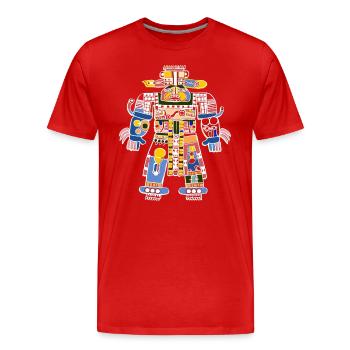 Aztec God Ancient Mythology Xipe Totec - Men's Premium Organic T-Shirt - red - Front - Damien (186cm)