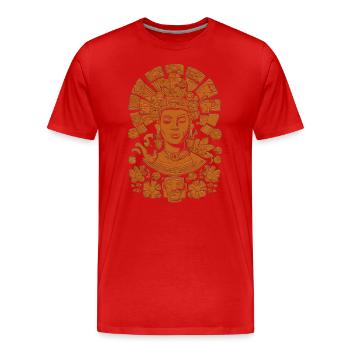Aztec God Ancient Mythology Xochiquetzal - Men's Premium Organic T-Shirt - red - Front - Damien (186cm)