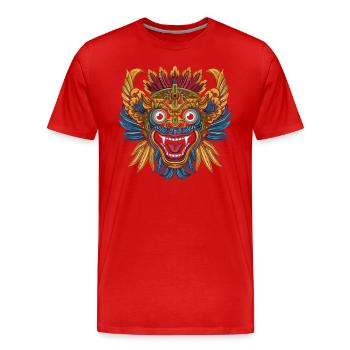 Aztec God Ancient Mythology Tlaloc Mask - Men's Premium Organic T-Shirt - red - Front - Damien (186cm)