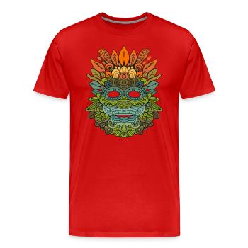 Dieu Maya Mythologie Maya Masque Itzamna - T-shirt bio Premium Homme - rouge - Devant - Damien (186cm)