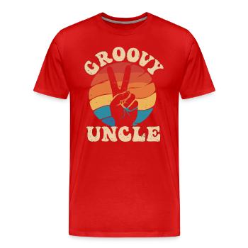 Groovy Onkel Retro Peace Handzeichen - Männer Premium Bio T-Shirt - Rot - Vorne - Damien (186cm)