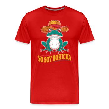 Yo Soy Boricua Puerto Rican Frog With Hat - Men's Premium Organic T-Shirt - red - Front - Damien (186cm)