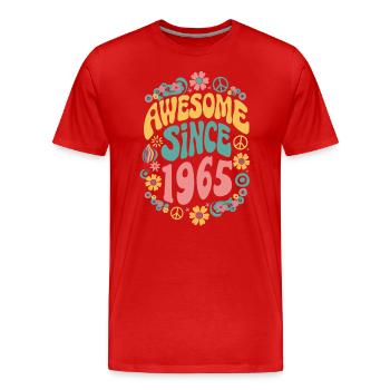Génial Depuis 1965 Fleurs Hippie Né Année 1965 - T-shirt bio Premium Homme - rouge - Devant - Damien (186cm)