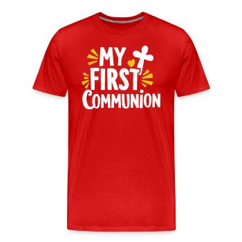 Mon souvenir de célébration de la première communion - T-shirt bio Premium Homme - rouge - Devant - Damien (186cm)
