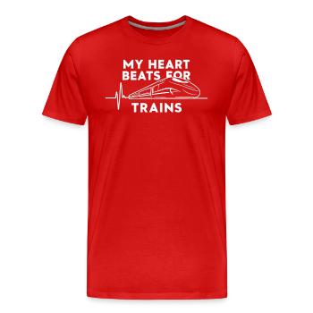 Mein Herz Schlägt Für Züge Trainspotter - Männer Premium Bio T-Shirt - Rot - Vorne - Damien (186cm)