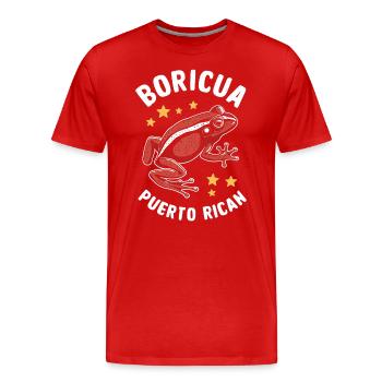 Boricua Puerto Rican Coqui Puerto Rico Frog - Men's Premium Organic T-Shirt - red - Front - Damien (186cm)