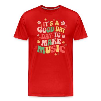C’est un bon jour pour faire de la musique Musiciens - T-shirt bio Premium Homme - rouge - Devant - Damien (186cm)