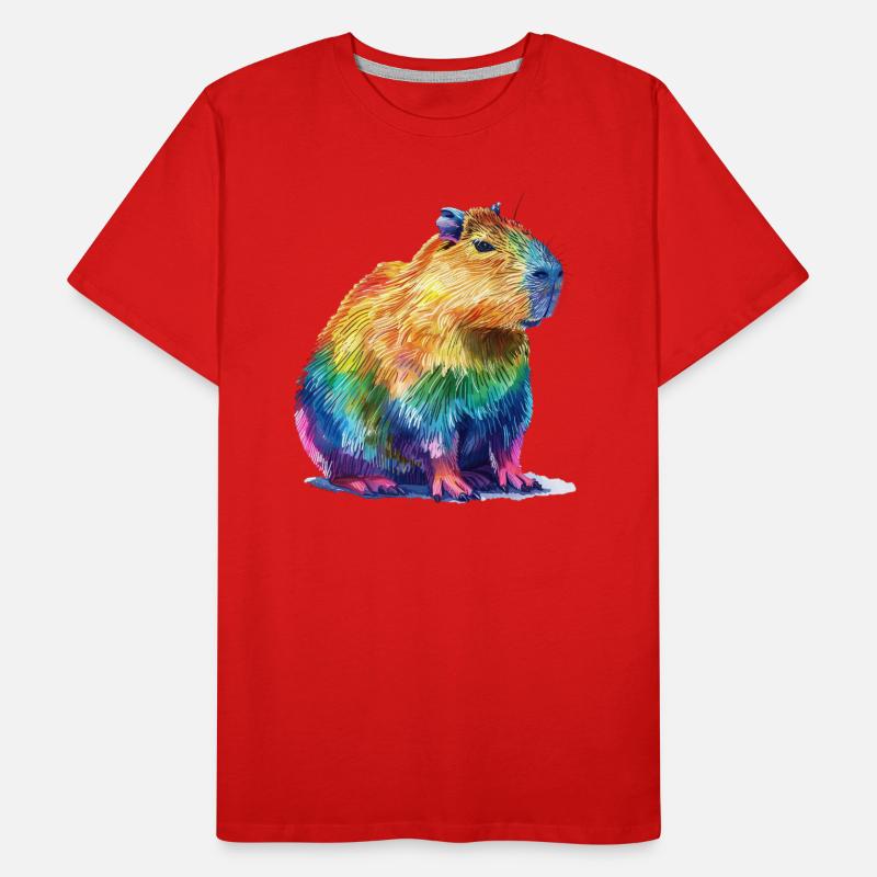 Capybara Regenbogen Farbenfrohes Capybara Portrait Männer Premium Bio T-Shirt