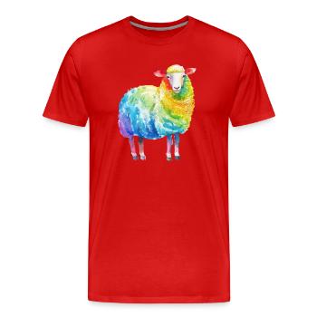 Buntes Schaf - Fermier d’animaux de ferme de moutons arc-en-ciel - T-shirt bio Premium Homme - rouge - Devant - Damien (186cm)