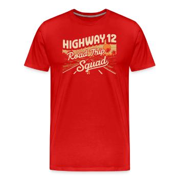 Highway 12 Road Trip Squad Sunset - Men's Premium Organic T-Shirt - red - Front - Damien (186cm)