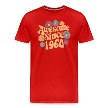 Génial depuis 1960 Anniversaire floral rétro - T-shirt bio Premium Homme - rouge - Devant - Damien (186cm)