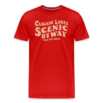 Cascade Lakes Scenic Byway Road Trip Squad - Men's Premium Organic T-Shirt - red - Front - Damien (186cm)