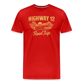 Highway 12 Road Trip Adventure - Men's Premium Organic T-Shirt - red - Front - Damien (186cm)