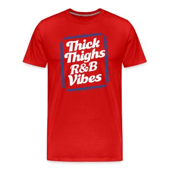 Thick Thighs R&B Vibes of the 90s - Men's Premium Organic T-Shirt - red - Front - Damien (186cm)