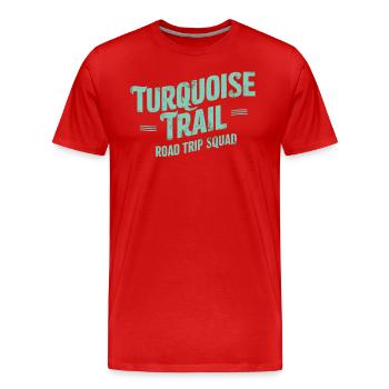 Turquoise Trail Road Trip Squad - Männer Premium Bio T-Shirt - Rot - Vorne - Damien (186cm)