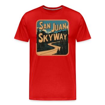 San Juan Skyway Adventure Along the Scenic - Men's Premium Organic T-Shirt - red - Front - Damien (186cm)