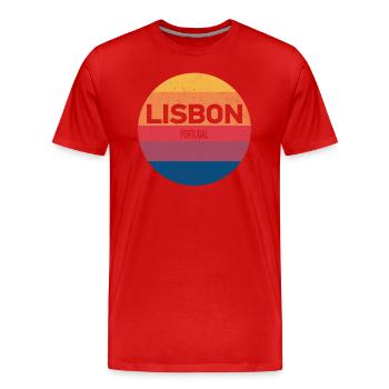 Retro Sonnenuntergang Andenken Lissabon Portugal - Männer Premium Bio T-Shirt - Rot - Vorne - Damien (186cm)