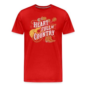 Un cœur plein d’amour de la musique country - T-shirt bio Premium Homme - rouge - Devant - Damien (186cm)