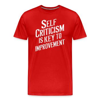 Self-criticism is the key to improvement - Men's Premium Organic T-Shirt - red - Front - Damien (186cm)