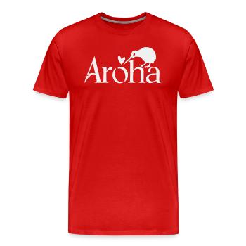 Aroha New Zealand Souvenir Kiwi Heart - Men's Premium Organic T-Shirt - red - Front - Damien (186cm)