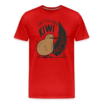 Find Your Inner Kiwi - New Zealand Souvenir - Men's Premium Organic T-Shirt - red - Front - Damien (186cm)
