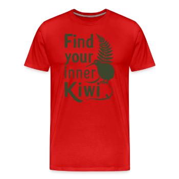 Find Your Inner Kiwi - New Zealand Souvenir - Men's Premium Organic T-Shirt - red - Front - Damien (186cm)