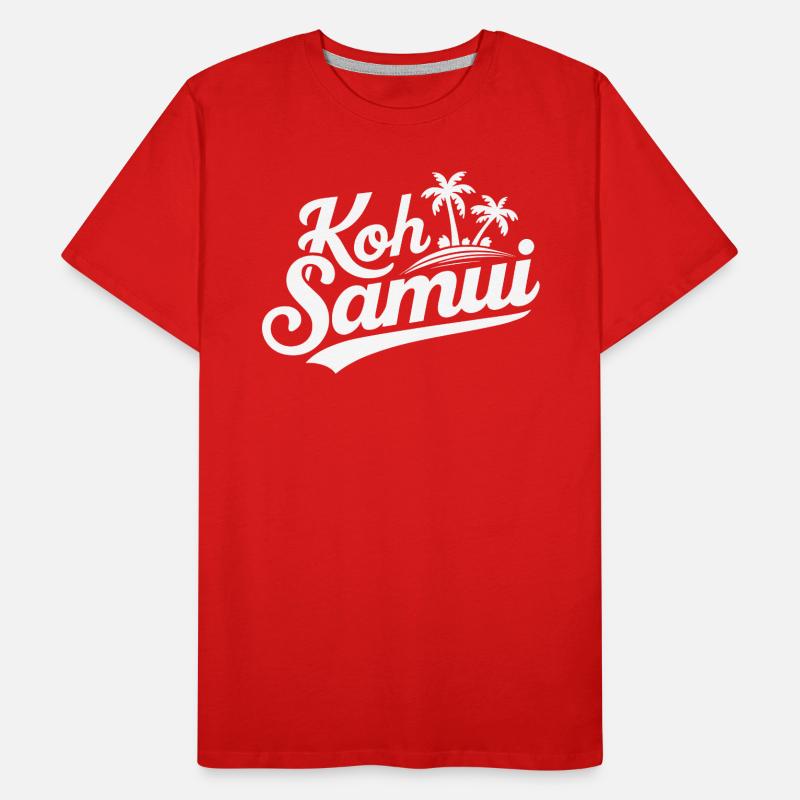 Koh Samui Souvenir Palmiers Beach Design T-shirt bio Premium Homme