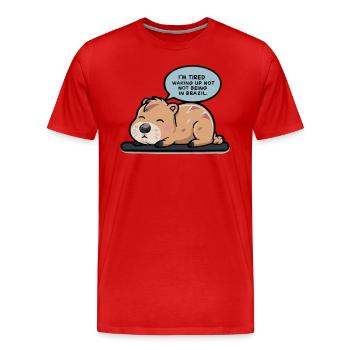 J’en ai marre de me réveiller et pas au Brésil - T-shirt bio Premium Homme - rouge - Devant - Damien (186cm)