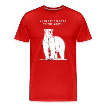 Mein Herz Gehört Dem Norden - Eisbär - Männer Premium Bio T-Shirt - Rot - Vorne - Damien (186cm)
