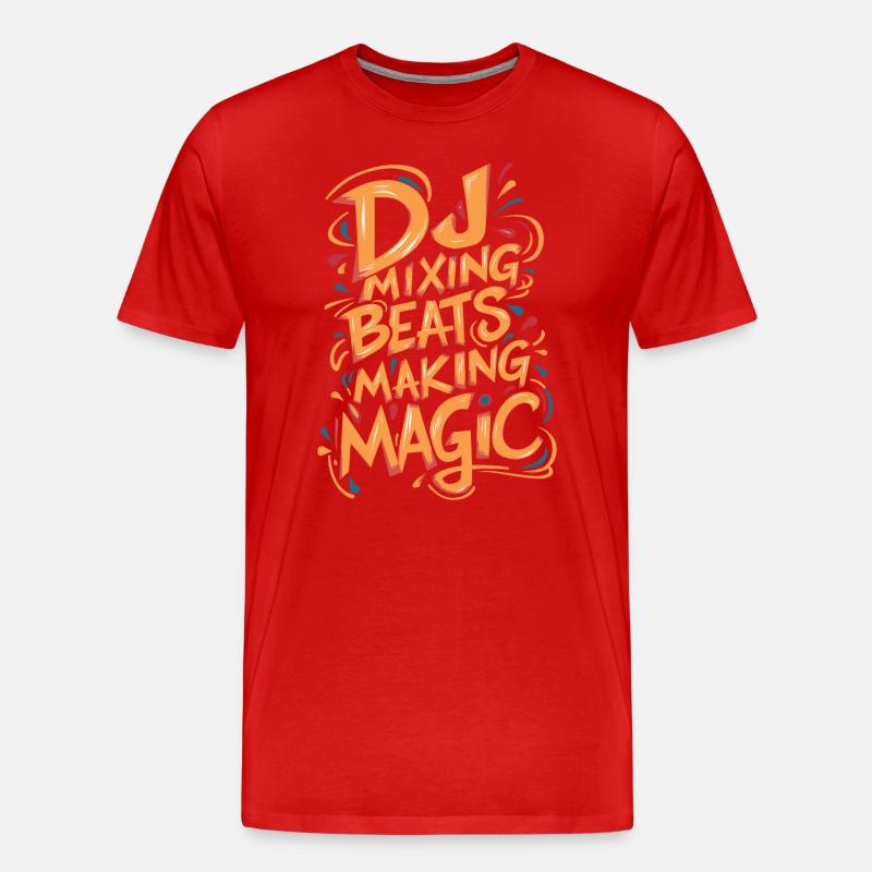 DJ Mixing Beats Making Magic - Männer Premium Bio T-Shirt - Rot