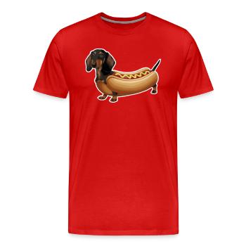 Dackel In Kostümen Hot Dog - Männer Premium Bio T-Shirt - Rot - Vorne - Damien (186cm)