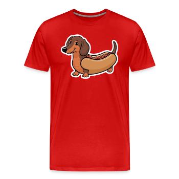 Dackel In Kostümen Lustiger Hot Dog - Männer Premium Bio T-Shirt - Rot - Vorne - Damien (186cm)
