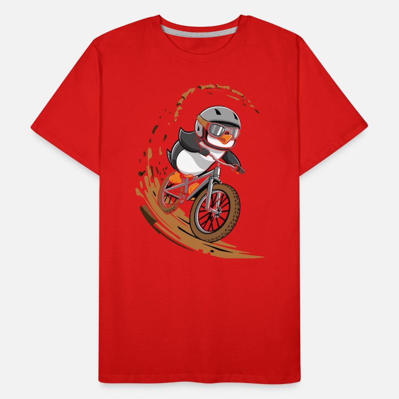 Fahrradfahrender Pinguin Spaß Männer Premium Bio T-Shirt