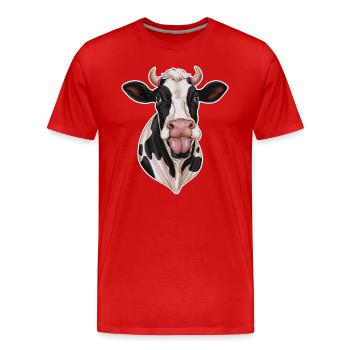 Funny Cow Sticks Out Tongue - Men's Premium Organic T-Shirt - red - Front - Damien (186cm)