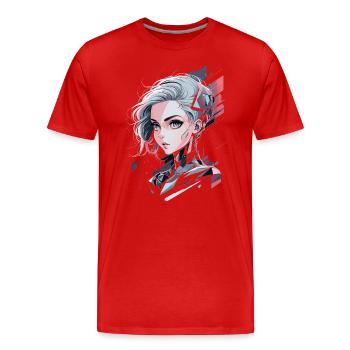 Futuristic Cyberpunk Warrior - Men's Premium Organic T-Shirt - red - Front - Damien (186cm)