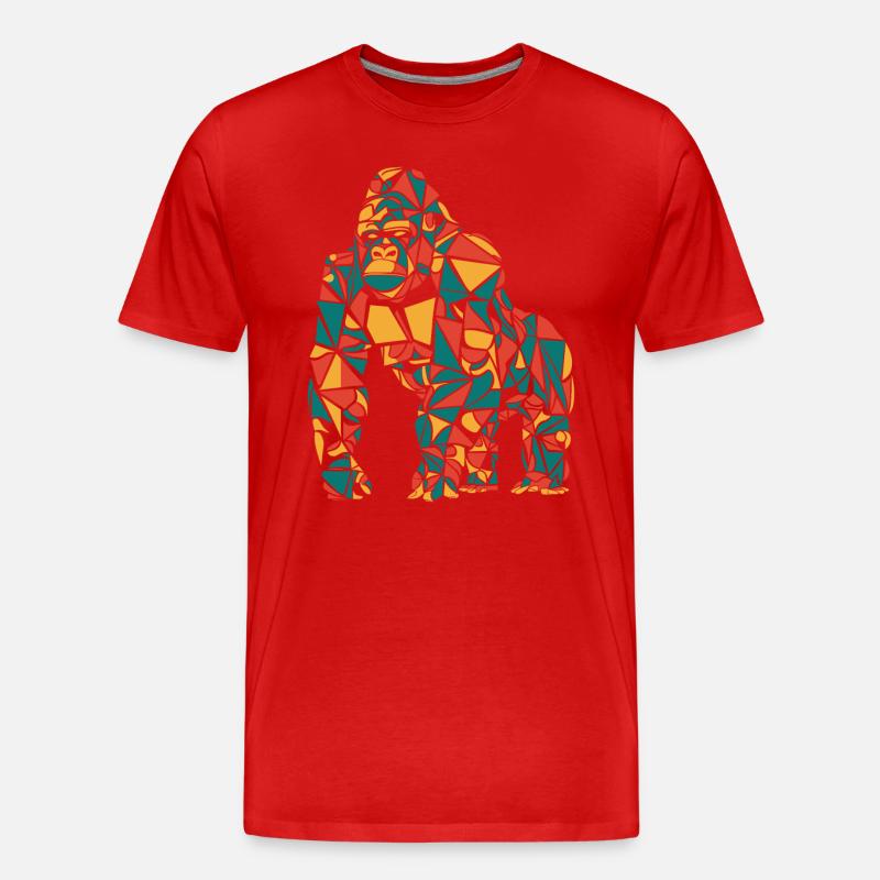 Bunter Geometrischer Gorilla - Männer Premium Bio T-Shirt - Rot