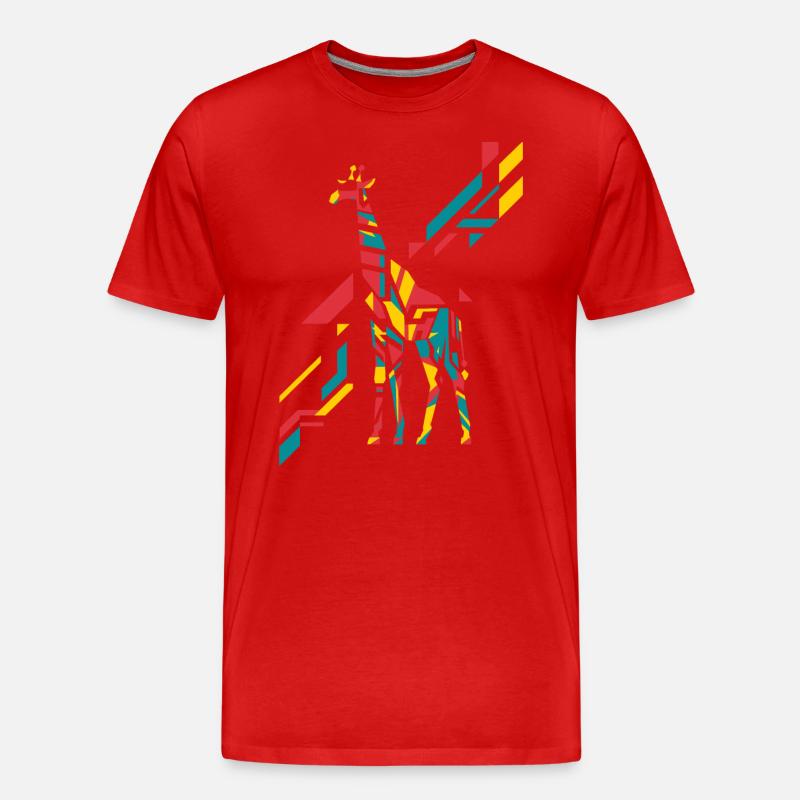Bunte Abstrakte Giraffe Kunst - Männer Premium Bio T-Shirt - Rot