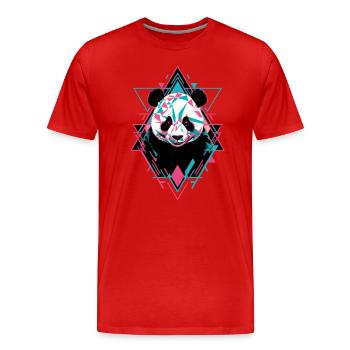 Geometrischer Panda Kunstwerk - Männer Premium Bio T-Shirt - Rot - Vorne - Damien (186cm)