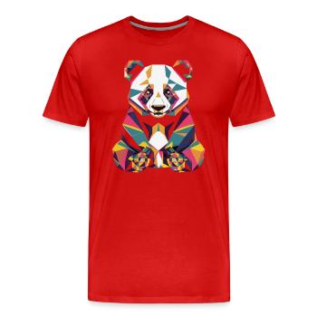 Bunter Geometrischer Panda Kunstwerk - Männer Premium Bio T-Shirt - Rot - Vorne - Damien (186cm)