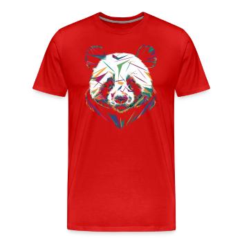 Bunter Panda Kopf Abstrakte Kunst - Männer Premium Bio T-Shirt - Rot - Vorne - Damien (186cm)