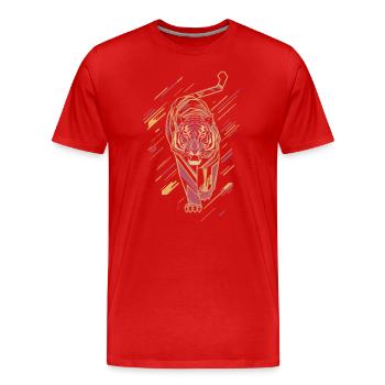 Geometric Tiger in Motion Artwork - Men's Premium Organic T-Shirt - red - Front - Damien (186cm)