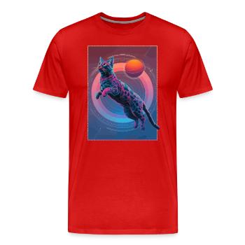 Animal Art Planète Fantasy Oeuvre Chat et - T-shirt bio Premium Homme - rouge - Devant - Damien (186cm)