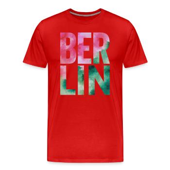 Berlin Souvenir Aquarell Schriftzug - Männer Premium Bio T-Shirt - Rot - Vorne - Damien (186cm)
