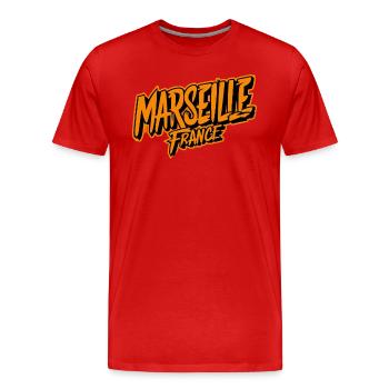 Souvenir de Marseille France - T-shirt bio Premium Homme - rouge - Devant - Damien (186cm)
