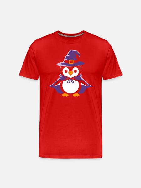 Pingvin Halloween heksehat og kappe - Herre Premium T-shirt økologisk - rød