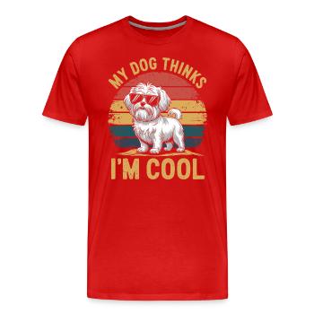 Chien maltais mon chien pense que je suis cool - T-shirt bio Premium Homme - rouge - Devant - Damien (186cm)