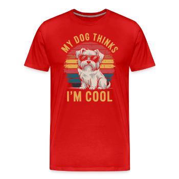 Chien maltais mon chien pense que je suis cool - T-shirt bio Premium Homme - rouge - Devant - Damien (186cm)