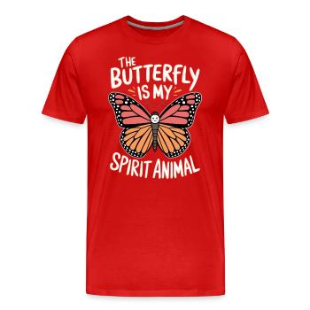 Schmetterling Le papillon est mon animal spirituel - T-shirt bio Premium Homme - rouge - Devant - Damien (186cm)